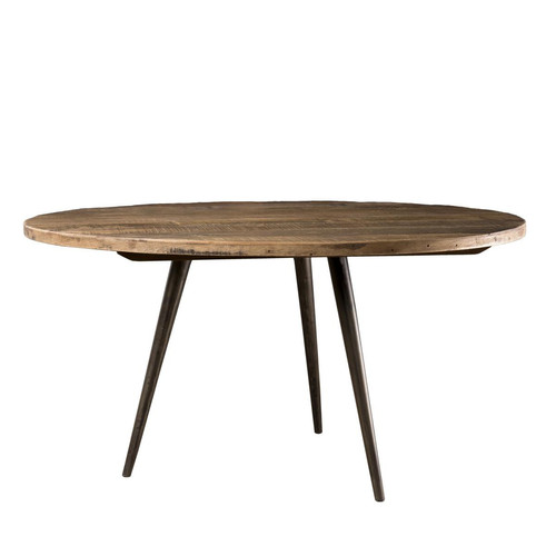 Macabane - Table basse ronde 75cm bois de Teck recyclé et métal - NASAI - Macabane meubles & déco