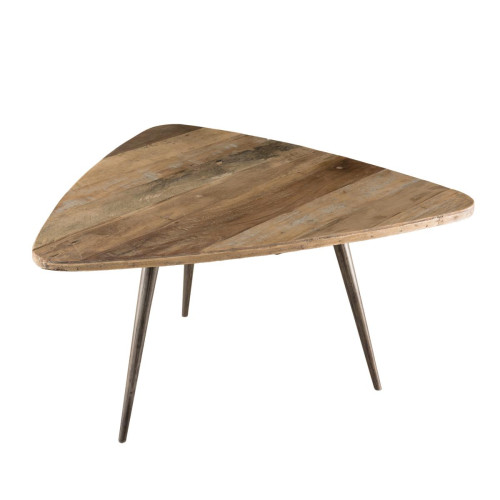 Macabane - Table basse ovoide75 cm bois de Teck recyclé et métal - NASAI - Soldes Mobilier Déco