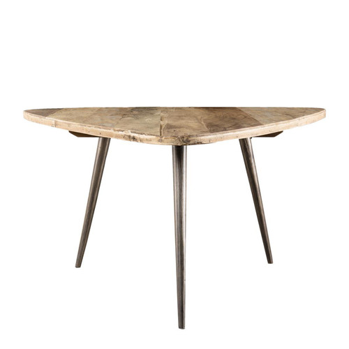 Table basse ovoide75 cm bois de Teck recyclé et métal - NASAI MACABANE