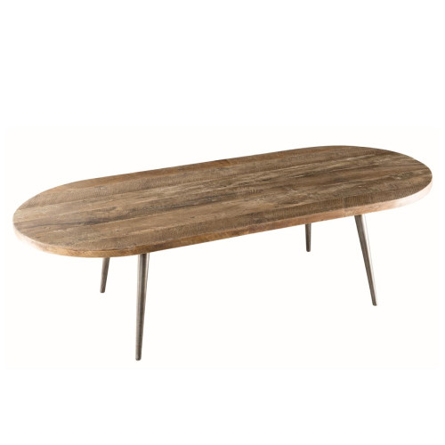 Macabane - Table basse ovale bois Teck recyclé et métal - NASAI - Sélection meuble & déco Scandinave