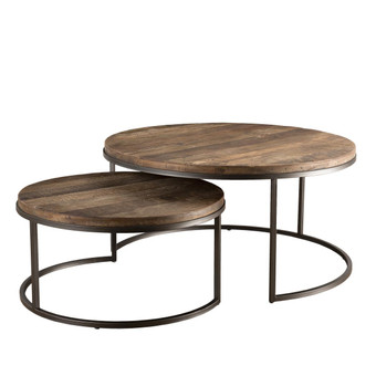 Set de 2 tables basse gigogne bois en Teck recyclé et métal - NASAI