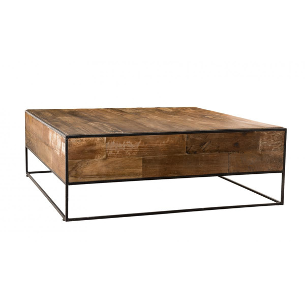 Table basse carrée bois de Teck recyclé et métal - NASAI Table basse