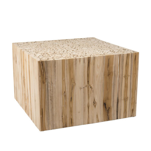 Macabane - Table basse carrée bois nature en Teck - KAMIL - Collection Authentique Meubles et Déco