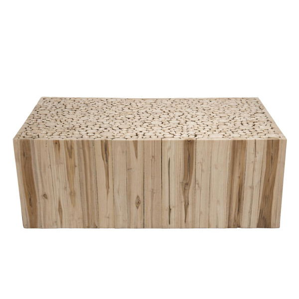 Table basse rectangulaire bois nature en Teck - KAMIL Teck MACABANE Meuble & Déco