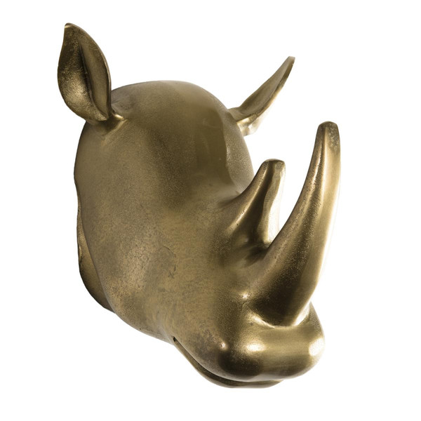 Statue rhinoceros aluminium doré - JANET MACABANE Meuble & Déco