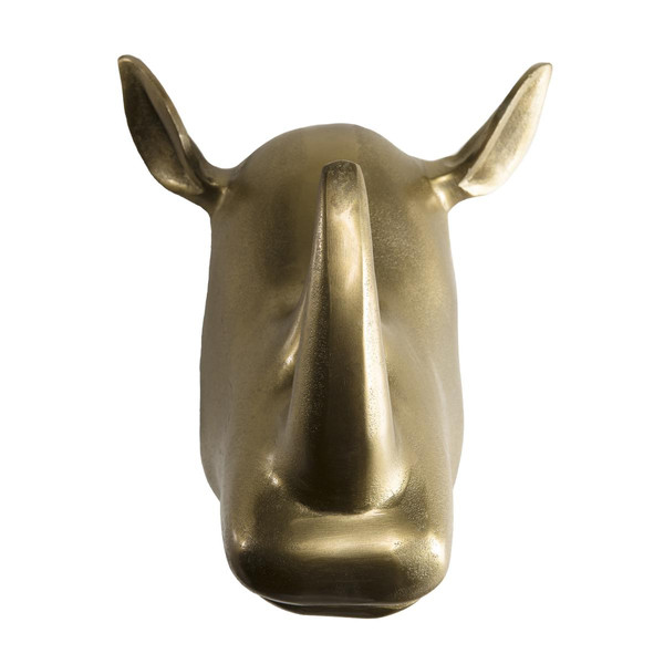 Statue rhinoceros aluminium doré - JANET MACABANE