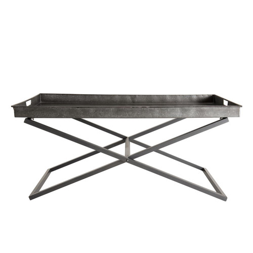 Macabane - Table basse plateau Zinc pieds croisés métal - MELYA - Sélection meuble & déco Industriel