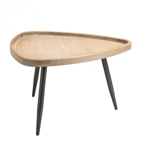 Macabane - Table d'appoint ovoide cannage pieds métal - KORIA - Sélection meuble & déco Scandinave