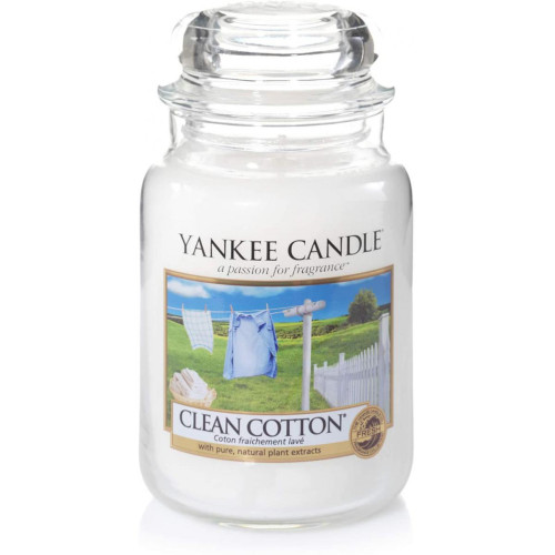 Yankee Candle Bougie - Bougie Grand Modèle Clean Cotton - Mobilier Deco