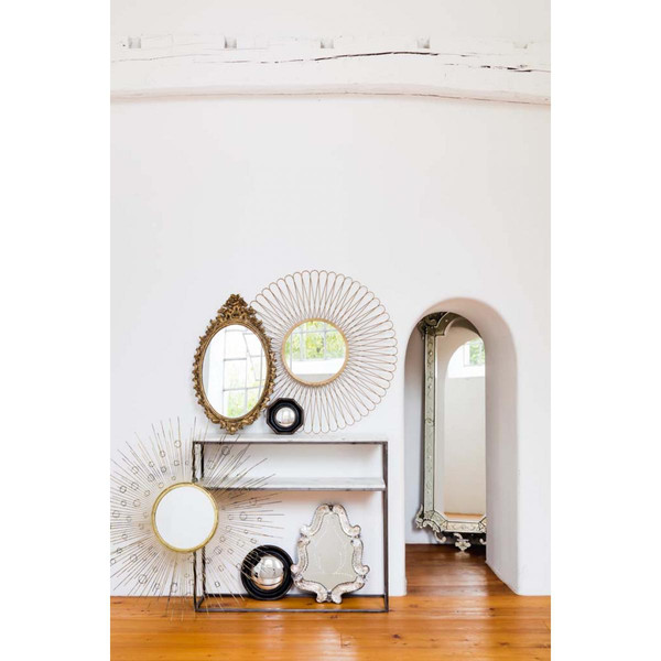 Miroir convexe 26cm bord noir & or antique  KOUPA Chehoma