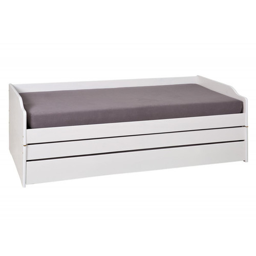3S. x Home - Canapé multifonction 90x200 blanc LORA - Lit Adulte Design