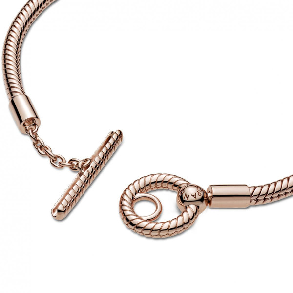 Bracelet Maille Serpent Barre avec Fermoir en T  Pandora Icons - Métal Doré à l'or Rose fin 585/1000 Pandora