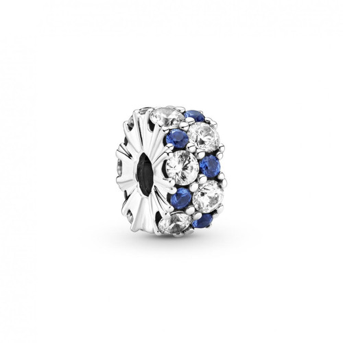 Pandora - Charm Clip Scintillant Incolore & Bleu Pandora Timeless - Argent - Bijoux femme