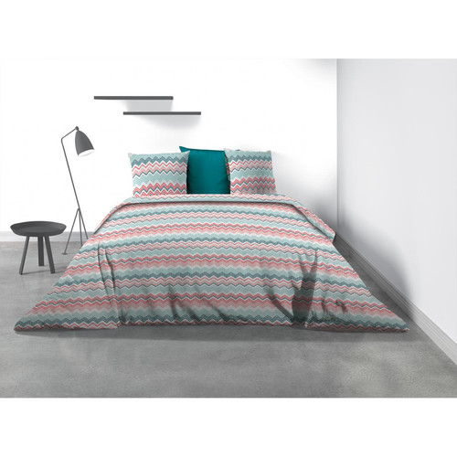 Les Ateliers du linge - Parure de lit 2 personnes Kaja avec housse de couette et taies d'oreiller Imprimé - Linge de lit multicolore