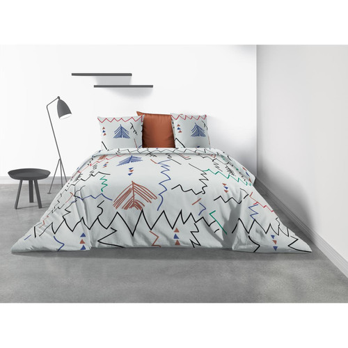 Les Ateliers du linge - Parure de lit 2 personnes Ryad avec housse de couette et taies d'oreiller Imprimé - Linge de lit multicolore