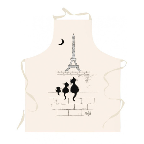 3S. x Home -  Tablier Coton Chats Tour Eiffel Ecru - Accessoires de cuisine, pâtisserie