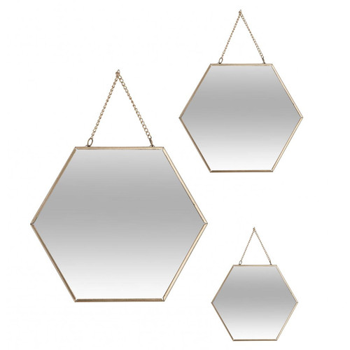 3S. x Home - Miroir Hexagonal Métal X3 HEXA Or - Mobilier Deco
