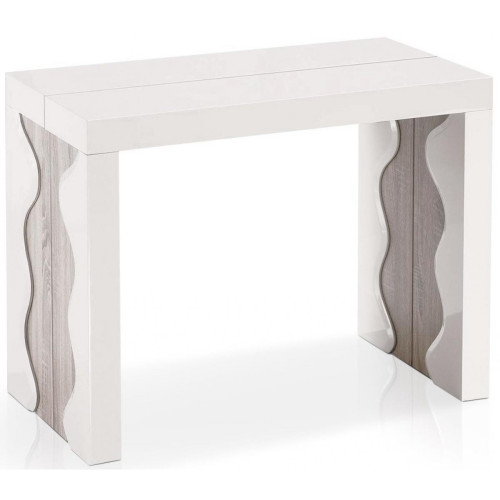 3S. x Home - Table Console extensible Laquée Ivoire Chêne MIRA - Table