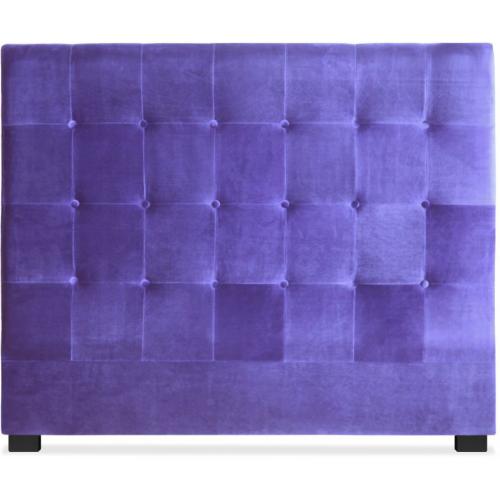 3S. x Home - Tête de lit capitonnée 140 cm Velours Violet PACA - Sommier, lit