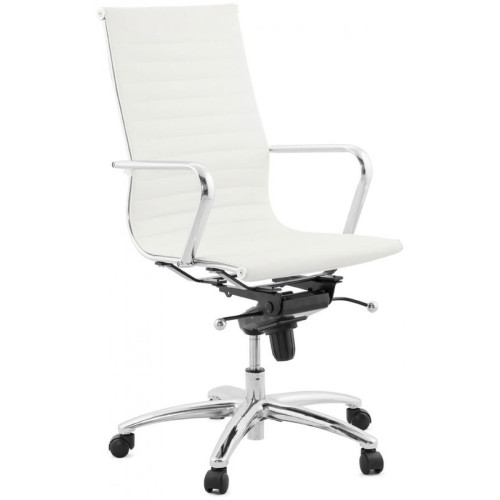 3S. x Home - Chaise de Bureau blanc et chromé CHARMO - Chaise