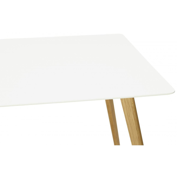 Table à Manger rectangulaire blanche pieds bois CANDY Table salle à manger