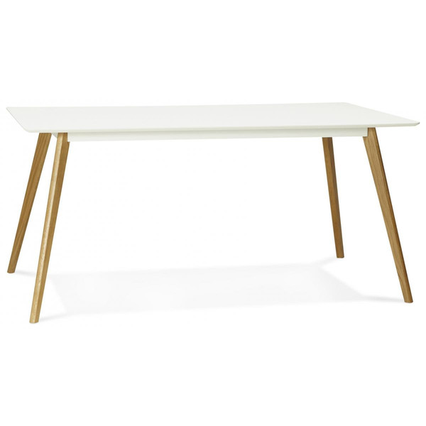 Table à Manger rectangulaire blanche pieds bois CANDY Blanc 3S. x Home Meuble & Déco