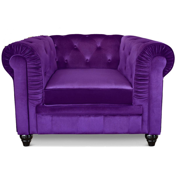 Fauteuil 1 place velours violet PRINCE Violet 3S. x Home Meuble & Déco
