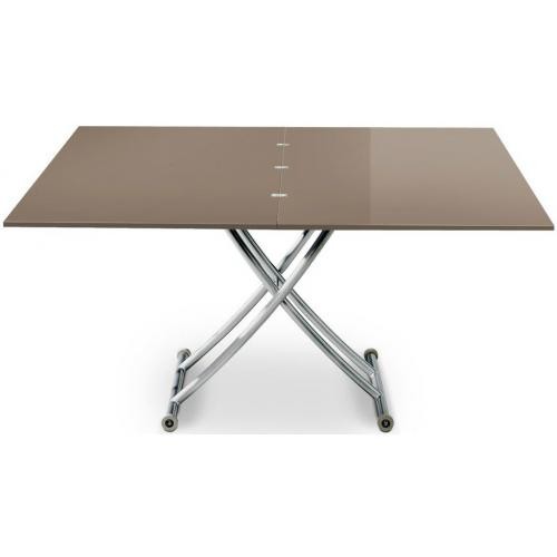 3S. x Home - Table Basse Relevable à Rallonge  Taupe laqué ELLA - Mobilier Deco