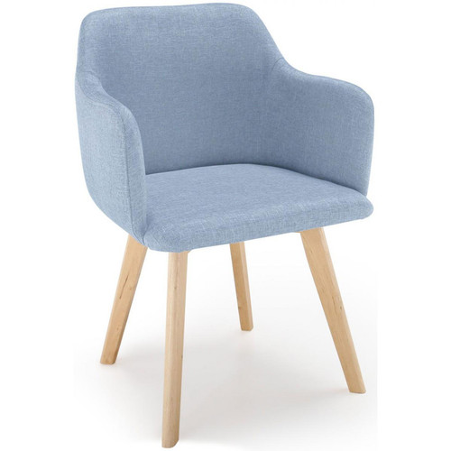 3S. x Home - Chaise Style Scandinave Tissu Bleu SAGA - Chaise