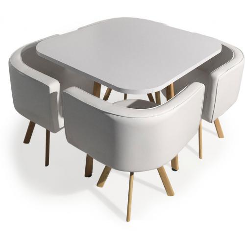 table avec chaises encastrables Frederiksberg Blanc 3S. x Home Meuble & Déco