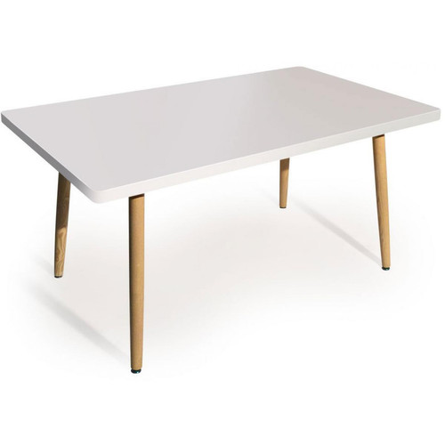 3S. x Home - Table Rectangulaire Style Scandinave Blanc BLONDIE - Table