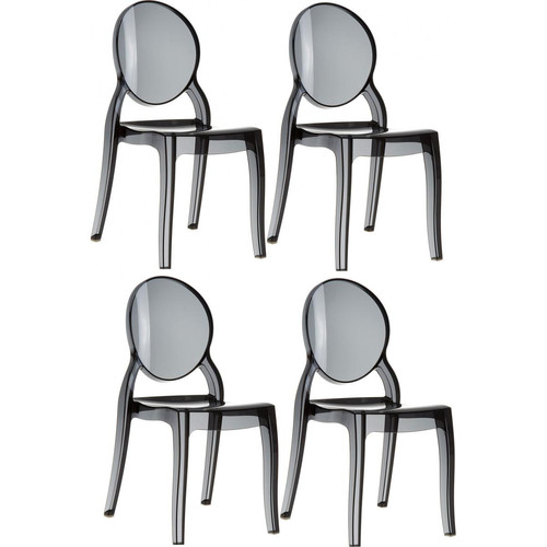3S. x Home - Lot de 4 chaises ELIZABETH Noir Transparent - Chaise