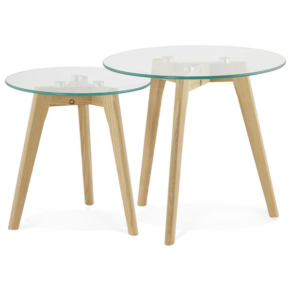Ensemble de deux tables basses avec plateau en verre transparent 50x50x45 cm GUILLET 3S. x Home Meuble & Déco