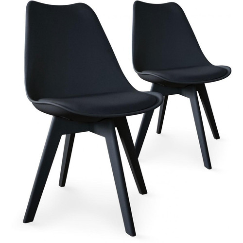 3S. x Home - Lot de 2 chaises scandinaves noires NIRA - Les couleurs de l'automne Meuble & Déco
