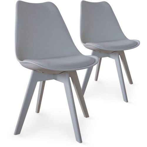 3S. x Home - Lot de 2 chaises scandinaves grises NIRA - Mobilier Deco