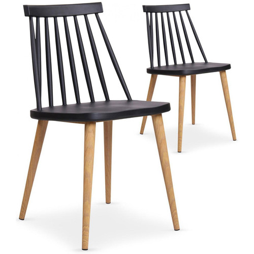 3S. x Home - Lot de 2 chaises scandinaves noires TAPLA - Chaise Design