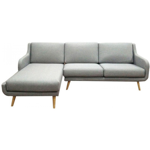 3S. x Home - Canapé d'angle en tissu GABLY Gris - Canapé Design