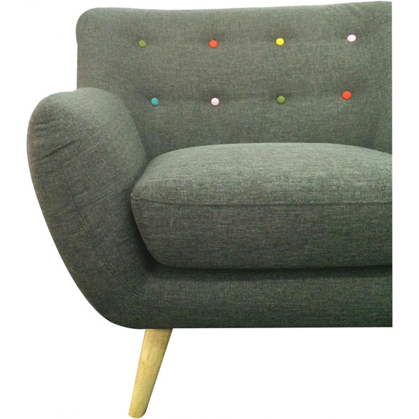 Fauteuil scandinave avec boutons multicolores LIZZY Anthracite 3S. x Home
