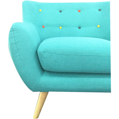 Fauteuil scandinave avec boutons multicolores LIZZY Turquoise 3S. x Home
