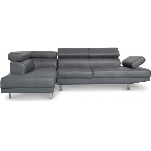 Canapé d'angle gris avec têtière relevable MADURI Gris 3S. x Home Meuble & Déco