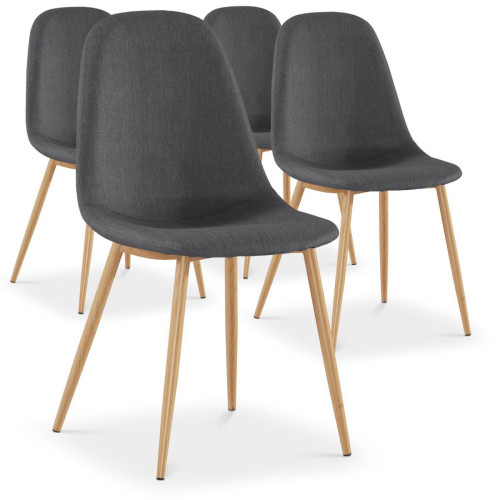3S. x Home - Lot de 4 chaises grises HAMAR - Mobilier Deco