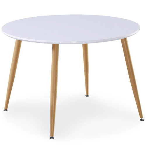 3S. x Home - Table scandinave 110cm de diamètre bois laqué blanc ARNES - Table Salle A Manger Design