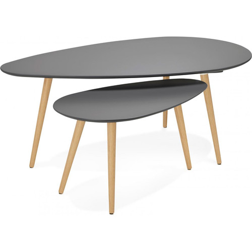 3S. x Home - Ensemble de deux tables gigognes scandinaves grises VERA - Tables basses scandinaves