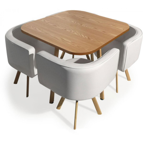 3S. x Home - Table et chaises Encastrables Scandinaves Chêne COPENHAGUE - Table