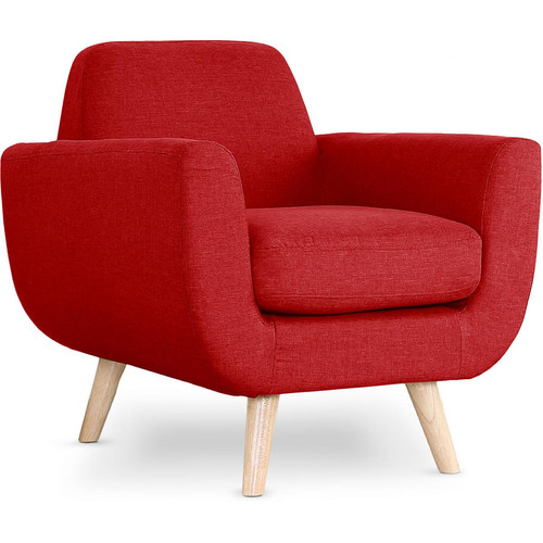 3S. x Home - Fauteuil Scandinave Tissu Rouge TELIA - Fauteuil rouge design
