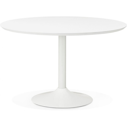 3S. x Home - Table à Manger Ronde Blanche Pied Blanc D120 HOWIE - Table basse blanche design