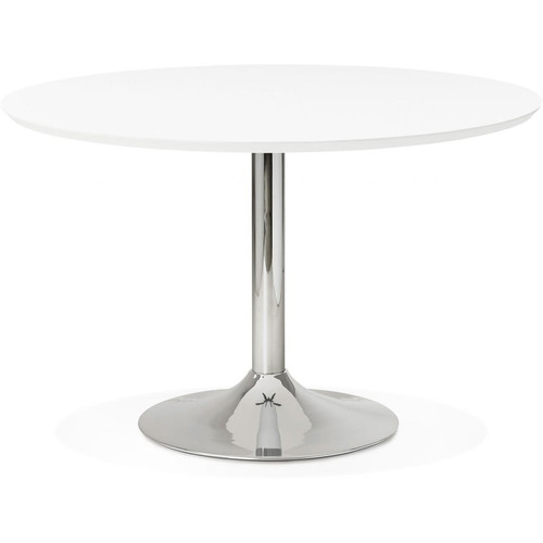 3S. x Home - Table à Manger Ronde Blanche Pied métal D120 HOWIE - Table basse blanche design