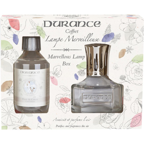 Durance - Coffret découverte Lampe Transparente + Recharge Fleur de Coton 250 ml - Meuble deco made in france