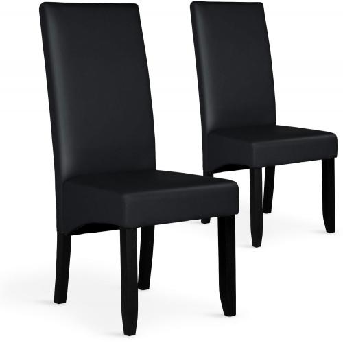 3S. x Home - Lot de 2 Chaises Noir Effet Cuir ENARA - Mobilier Deco