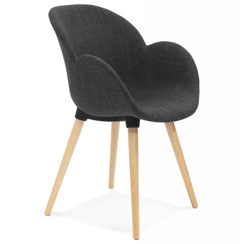 3S. x Home - Chaise àcandinave En Tissu Gris MARIO - Chaise, tabouret, banc